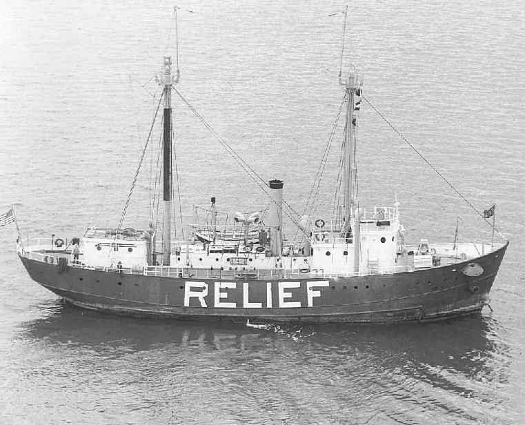 USCG LIGHTSHIP 100 (LV 100 / WAL-523)
Photo from [url=http://www.uscg.mil/history/weblightships/Lightship_Photo_Index.asp]US Coast Guard site[/url]
"USCG LIGHTSHIP (WAL-523): 'Relief' is a 133-foot, diesel electric, single screw vessel built in 1929 at Portland, Oregon for the former U.S. Lighthouse Service.  She is based at the Coast Guard Base, Yerba Buena Island, San Francisco as are the other two lightships operated in the 12th CG District.  She carries one officer, in command, and 18 men.  
This vessel is: 133' 3" in length overall; 30' beam; 11' 9" forward draft, 13' 3" aft.; 630 tons displacement.  With her diesel-electric engines this lightship can cruise 6,800 nautical miles, and her top speed is 8.0 knots.  Fuel capacity is 26,000 gallons and water capacity is 11,539.  WAL-523 carries one AN/SPN-11x type radar.
As a RELIEF vessel this unit relieves Lightships 612 (SAN FRANCISCO) and 605 (BLUNTS REEF) on station.  Based at YBI [Yerba Buena Island] this unit has available to her all the military sources of supply found in the San Francisco Bay Area." Photo No. 12CGD-101760-1; 17 October 1960; photographer unknown.
Keywords: California;Lightship;Pacific ocean;Historic