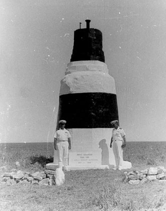 Howland Island / Amelia Earhart day beacon
Constructed 1937
Destroyed by Japan forces in 1942
Restored in 1963 as day beacon
Photo made around 1964
Photo from [url=http://www.uscg.mil/history/weblighthouses/USCGLightList.asp]US Coast Guard site[/url]
Keywords: Howland Island;United States;Pacific ocean;Historic