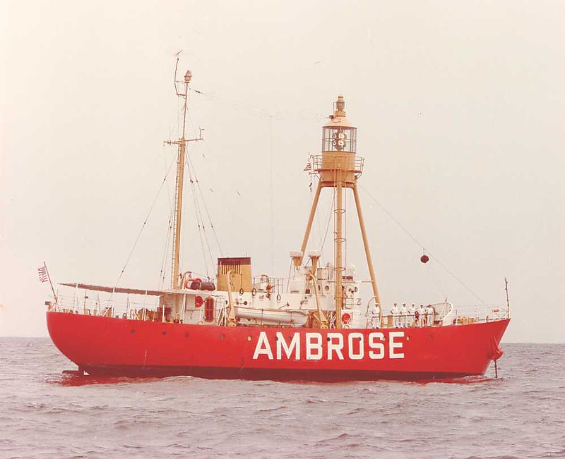 United States Lightvessel WLV-613 Nantucket II
Photo from [url=http://www.uscg.mil/history/weblightships/Lightship_Photo_Index.asp]US Coast Guard site[/url]
"New York Harbor: AMBROSE LIGHTSHIP (WLV-613), last of the lightships to guide ships from all of the globe to busy New York Harbor, is pictured while still guarding her important post.  The WLV-613 served as sentinel in Ambrose Channel at the entrance to Lower New York Bay from 1952 until August 23, 1967, when she yielded her duties to a new permanent Ambrose Offshore Light Structure.  It was then that AMBROSE LIGHTSHIPS's farewell signalled the end of a succession of red lightships that guarded the New York Harbor entrance since 1823."  Photo No. G-BPA-03-14-63 (01); March 1963; photo by Bersage.
Keywords: United States;Lightship;Historic;New York