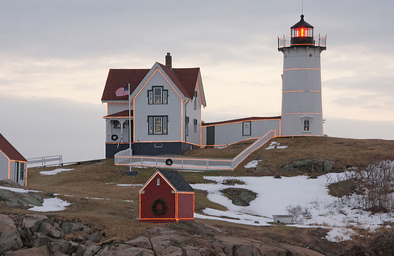 Maine / Cape Neddick (Nubble) Lighthouse
holiday light, note tree in window            
Keywords: Maine;United States;Atlantic ocean;Winter