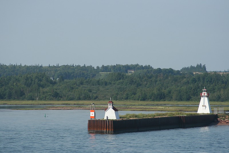 Prince Edward Island / Wood Islands Harbour Range Front (left) and rear (right) lights
Also at breakwater end: 
CCG#975.1 Wood Islands Harbour East Breakwater light;  height 5 elev 6; Fl 3s. flash 1s, eclipse 2s, red, 5 nm (seasonal)
Author of the photo: [url=http://www.flickr.com/photos/21953562@N07/]C. Hanchey[/url]
Keywords: Prince Edward Island;Canada;Northumberland strait