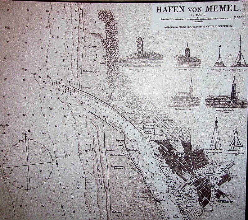 Klaipeda (Memel) old navigational chart with images of lighthouses
Keywords: Museum