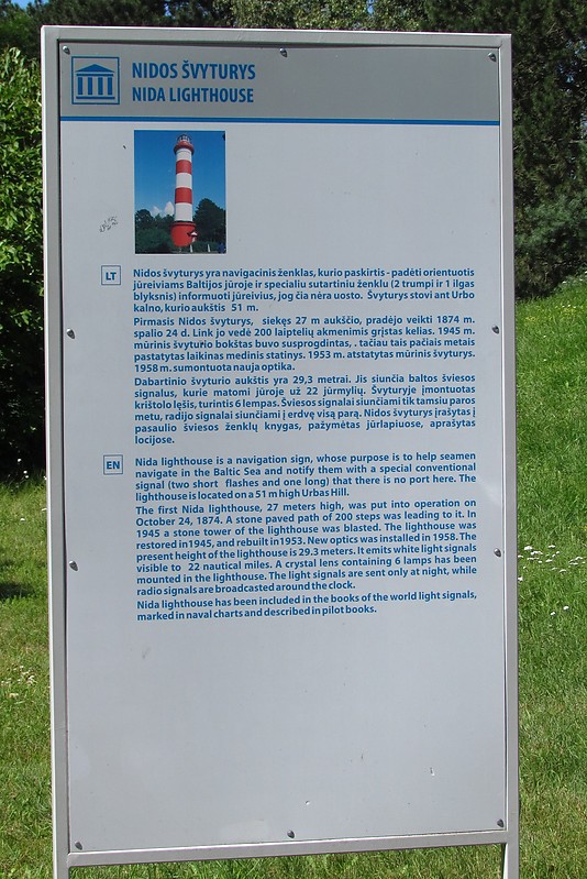 Curonian Spit / Nida lighthouse
Information plate
Keywords: Curonian Split;Lithuania;Baltic sea;Plate