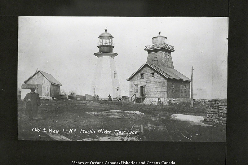 Quebec / La Martre de Gaspé lighthouses old (right) and new (left) historic picture
Source of the photo: [url=https://www.flickr.com/photos/mpo-dfo_quebec/]MPO-DFO Quebec[/url]

Keywords: Canada;Quebec;Gulf of Saint Lawrence;Historic