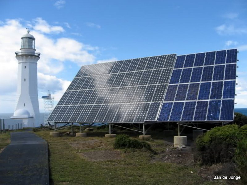 South Coast / Green Cape Lighthouse & Solar panels for the new light.
Old lighthouse built of concrete in 1883, inactive since 1992.
Keywords: Australia;New South Wales;Eden;Tasman sea