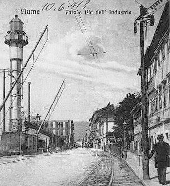 Rijeka / Mlaka Lighthouse
Removed from the pier she stands at Mlaka, today still standing there.
Picture 1916, Fiume as Rijeka is called in Italian.
Keywords: Croatia;Adriatic sea;Rijeka;Historic