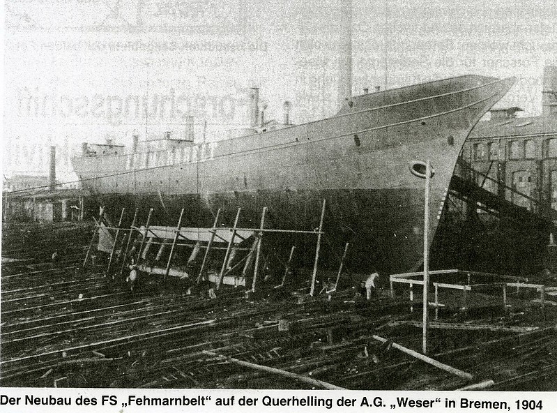  Fehmarnbelt Lightship / Historic picture
Pictured on the Weser shipyard 1904
Keywords: Germany;Lightship;Historic