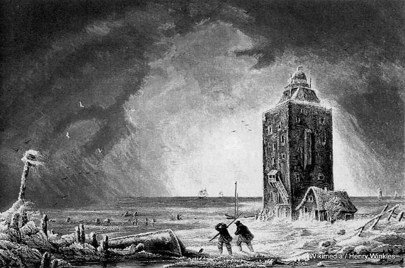Wattenmeer / Neuwerk Lighthouse
A print of a "Metalstich" made by the artist Henry Winkles around 1840 in what looks like a winterly flood.
Keywords: Wattenmeer;Neuwerk;Germany;North sea;Historic;Winter