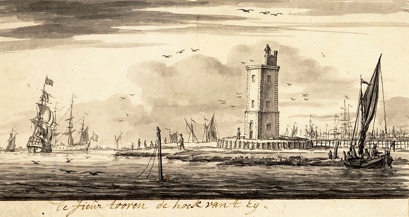 Zuiderzee / Vuurtoreneiland - Durgerdam / Hoek van `t IJ Vuurtoren
As it was in 1740, at Texel into the Zuiderzee was the only way into Amsterdam.
Lighthouse in Dutch is still Vuurtoren (tower with a fire on top).
Keywords: Zuiderzee;Netherlands;Historic