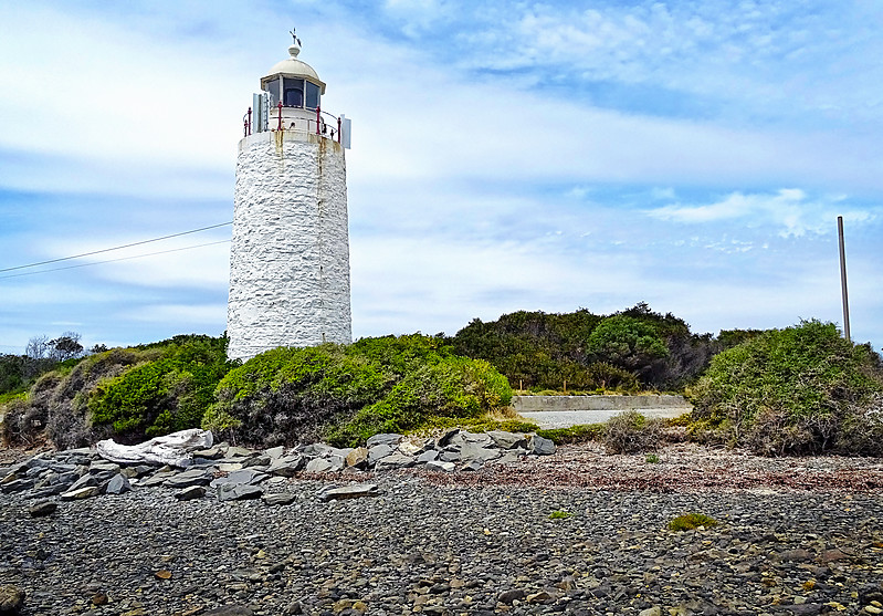 She Oak Point Lighthouse (Front Lead)
She Oak Point Lighthouse works in conjunction with the Middle Channel Lighthouse to form two leading lights guiding ships into the mouth of the Tamar River.                    
Keywords: Low Head;Georgetown;Tasmania;Australia;Bass Strait