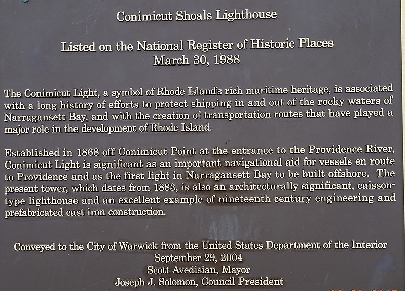 Rhode island / Conimicut lighthouse / Information board
Keywords: United States;Rhode island;Atlantic ocean;Offshore;Plate
