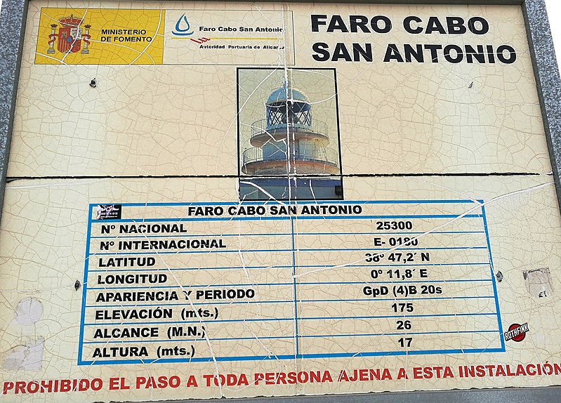 Cabo de San Antonio lighthouse / Information board
Keywords: Mediterranean Sea;Spain;Comunidad Valenciana;Alicante;Cabo de San Antonio;Plate