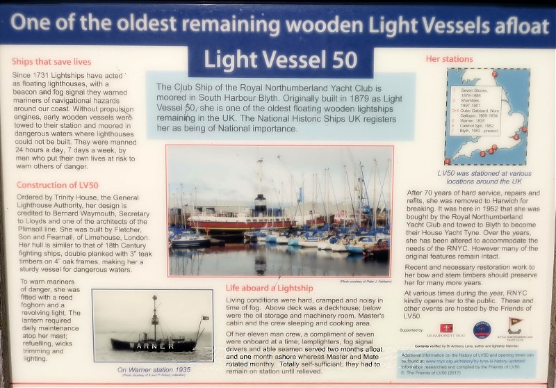 Trinity House Lightvessel 50 (LV 50) H.Y. Tyne III /  Information board
Keywords: England;North Sea;Blyth;United Kingdom;Lightship;Plate