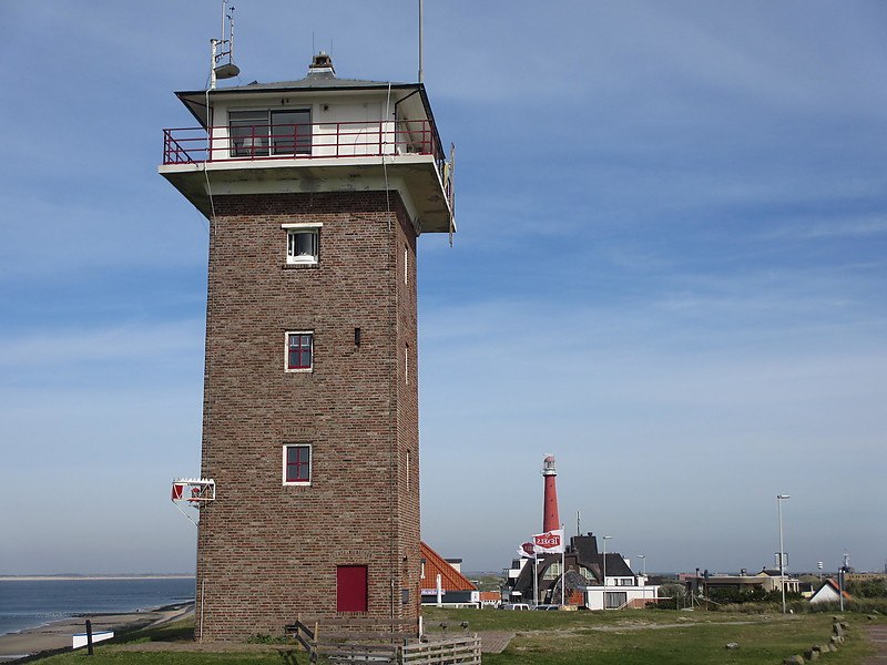 Huisduinen Lighthouse and Vessel Traffic Service tower
On the background Lange Jaap Lighthouse  - see B0858
Keywords: Den Helder;North sea;Netherlands;Vessel traffic service