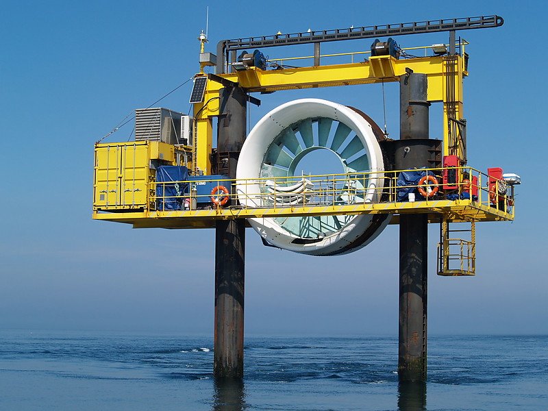 Tidal Turbine installation Light
The tidal test site at the Fall of Warness, to the west of the island of Eday, was chosen for its high velocity marine currents which reach almost 4m/sec (7.8 knots) at spring tides.
Keywords: Orkney islands;Scotland;United Kingdom;Eday;Offshore